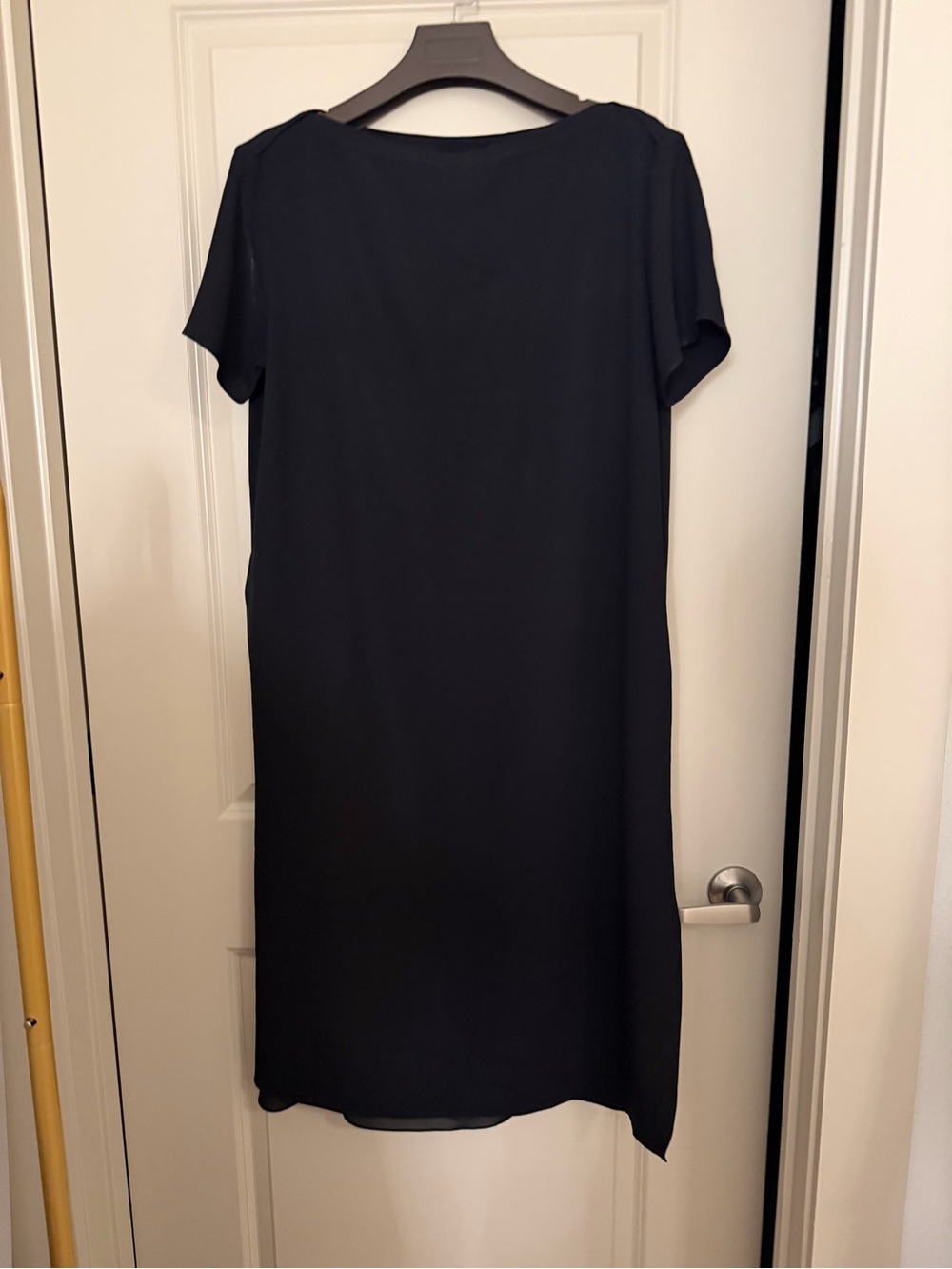 Theory Black Short-Sleeve Midi Shift Dress